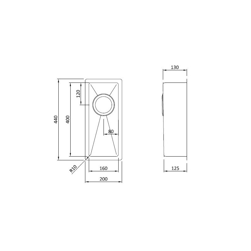 Evier Bradano Alaro 16 Inox Brossé