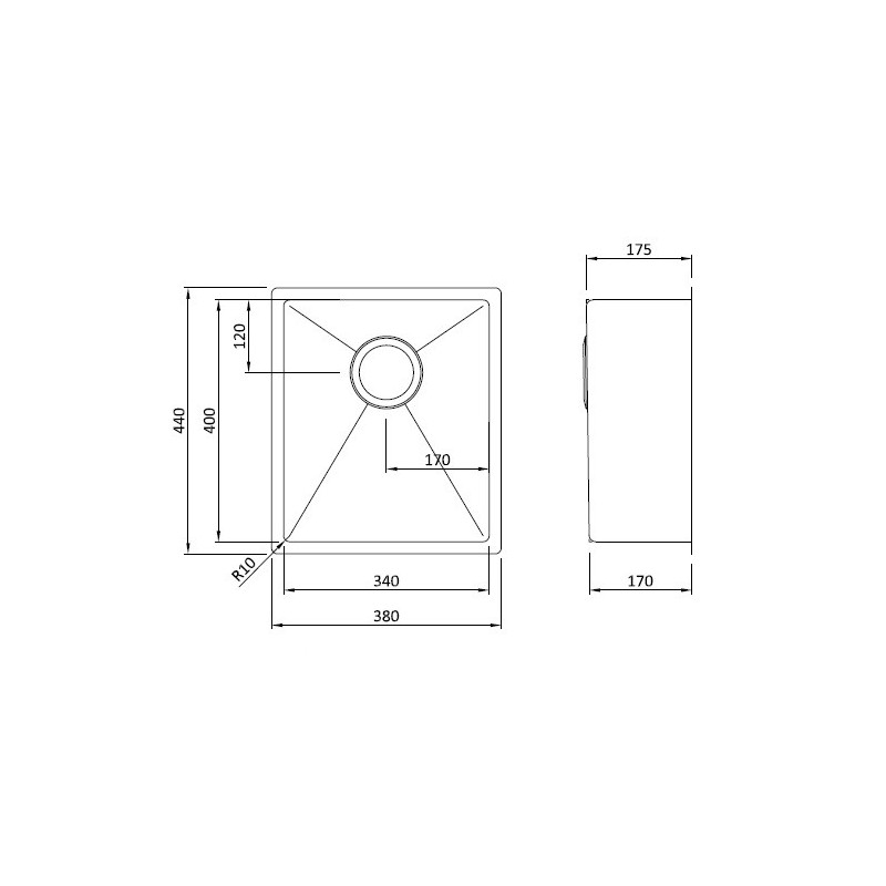 Evier Bradano Alaro 34 Inox Brossé