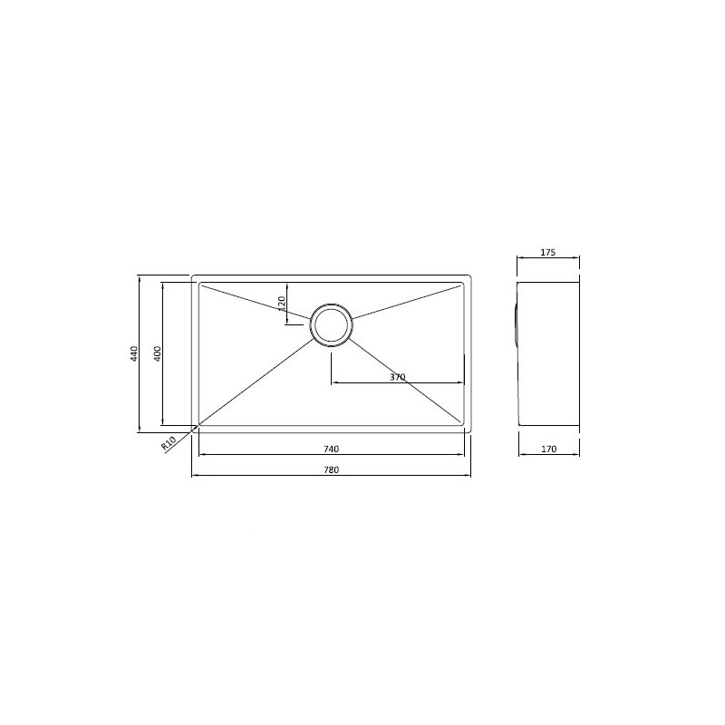 Evier Bradano Alaro 74 Inox Brossé