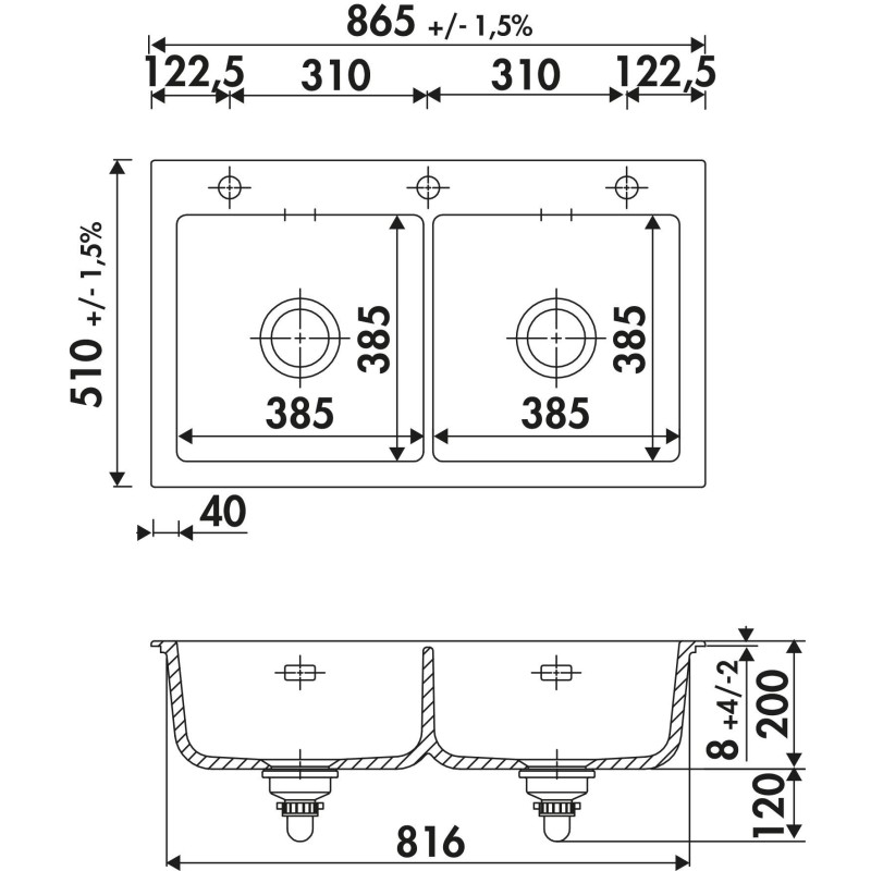 Evier Luisina SUCCES 2x38
