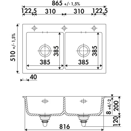 Evier Luisina SUCCES 2x38