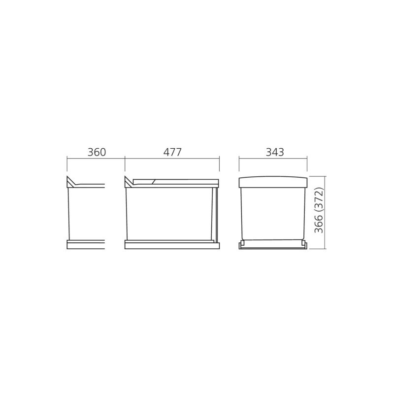 Poubelle coulissante à sortie totale 32 L